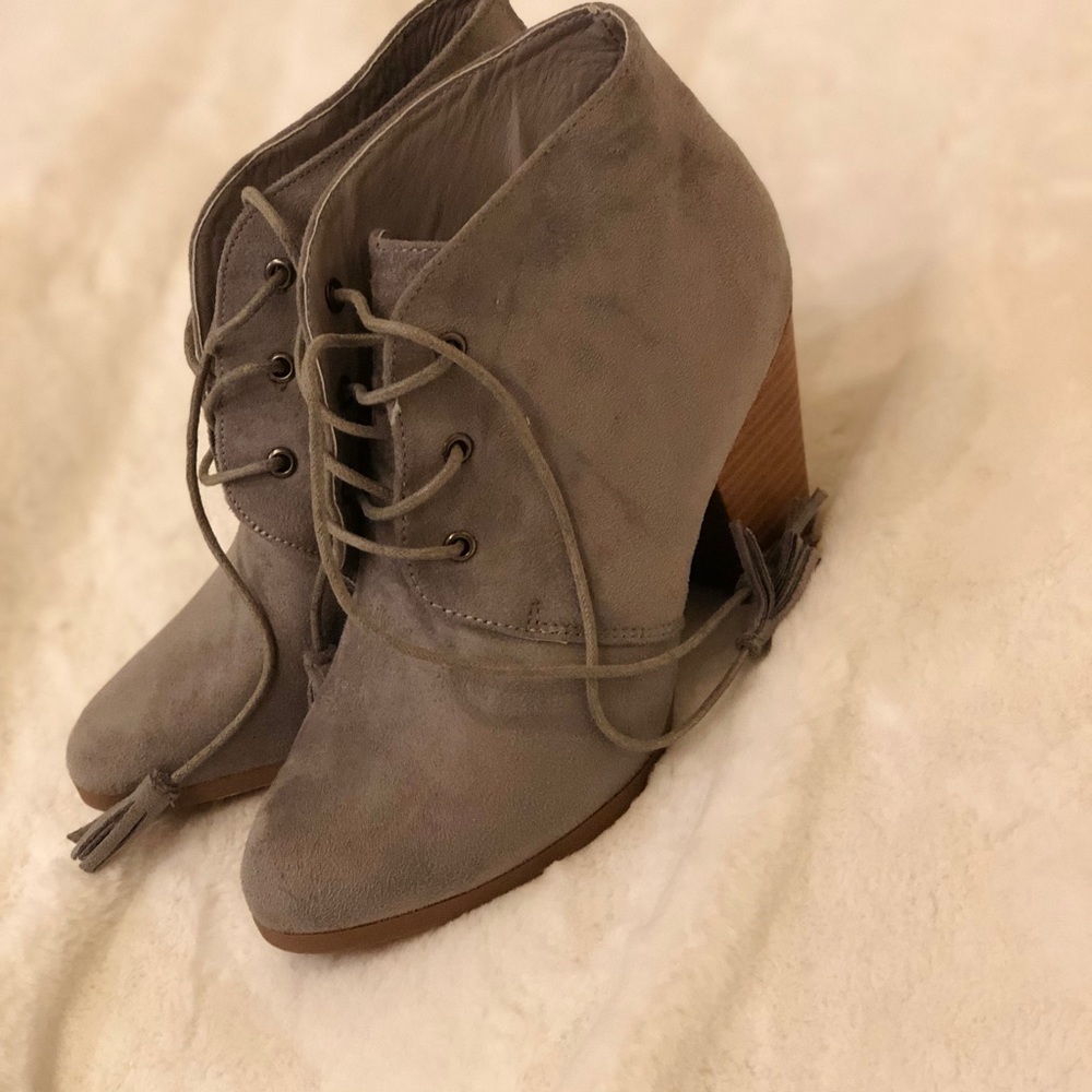 Grey heeled booties